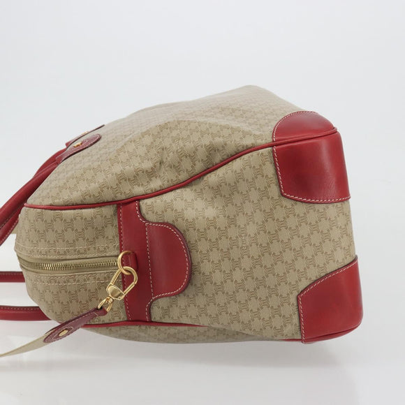 CELINE Macadam Canvas Boston Bag PVC 2way Beige Gold Auth ep15605