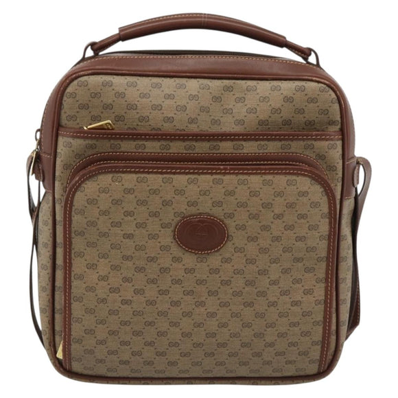 GUCCI Micro GG Supreme Shoulder Bag PVC Beige Gold Auth ep15606