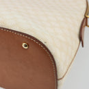 CELINE Macadam Canvas Hand Bag PVC Leather White Gold Auth ep15611-15