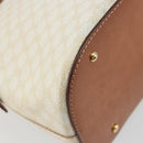 CELINE Macadam Canvas Hand Bag PVC Leather White Gold Auth ep15611-8