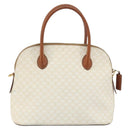 CELINE Macadam Canvas Hand Bag PVC Leather White Gold Auth ep15611-2