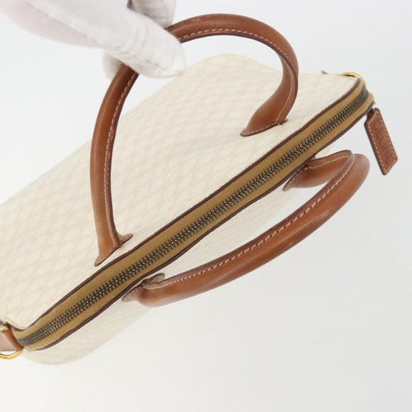 CELINE Macadam Canvas Hand Bag PVC Leather White Gold Auth ep15611