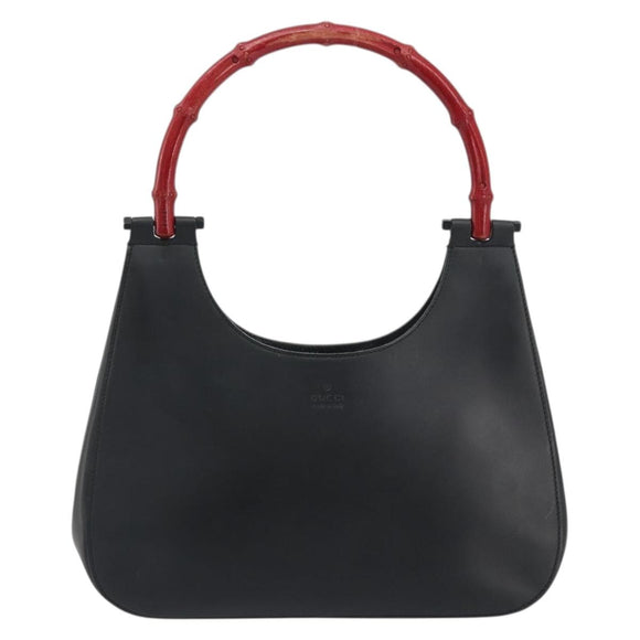 GUCCI Bamboo Hand Bag Leather Black 001 3761 Auth ep15613A