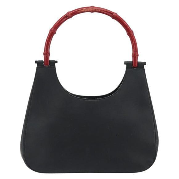 GUCCI Bamboo Hand Bag Leather Black 001 3761 Auth ep15613A