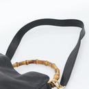 GUCCI Bamboo Shoulder Bag Leather 2way Black Gold 001 1638 3754 Auth ep15614-15