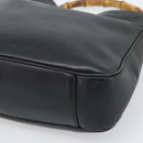 GUCCI Bamboo Shoulder Bag Leather 2way Black Gold 001 1638 3754 Auth ep15614-9