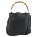 GUCCI Bamboo Shoulder Bag Leather 2way Black Gold 001 1638 3754 Auth ep15614-1