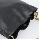 GUCCI Bamboo Shoulder Bag Leather 2way Black Gold 001 1638 3754 Auth ep15614-6