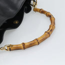 GUCCI Bamboo Shoulder Bag Leather 2way Black Gold 001 1638 3754 Auth ep15614-7
