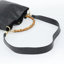 GUCCI Bamboo Shoulder Bag Leather 2way Black Gold 001 1638 3754 Auth ep15614-8