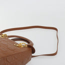Christian Dior Lady Dior Canage Hand Bag Lamb Skin 2way Brown Gold Auth ep15615V-10