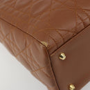 Christian Dior Lady Dior Canage Hand Bag Lamb Skin 2way Brown Gold Auth ep15615V-13