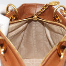 Christian Dior Lady Dior Canage Hand Bag Lamb Skin 2way Brown Gold Auth ep15615V-20