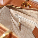 Christian Dior Lady Dior Canage Hand Bag Lamb Skin 2way Brown Gold Auth ep15615V-22