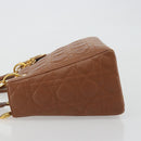 Christian Dior Lady Dior Canage Hand Bag Lamb Skin 2way Brown Gold Auth ep15615V-5