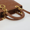 Christian Dior Lady Dior Canage Hand Bag Lamb Skin 2way Brown Gold Auth ep15615V-7