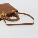 Christian Dior Lady Dior Canage Hand Bag Lamb Skin 2way Brown Gold Auth ep15615V-9