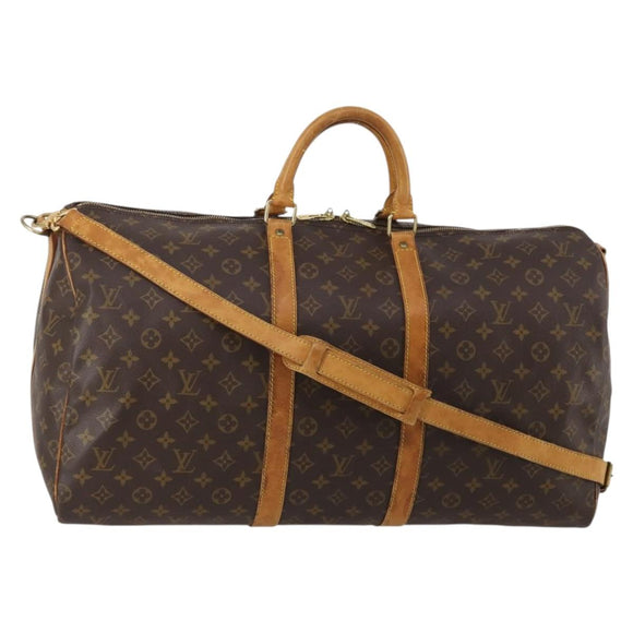 LOUIS VUITTON Monogram Keepall Bandouliere 55 Boston Bag M41414 LV Auth ep15622
