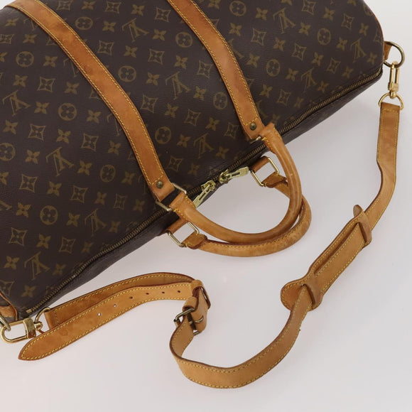 LOUIS VUITTON Monogram Keepall Bandouliere 55 Boston Bag M41414 LV Auth ep15622