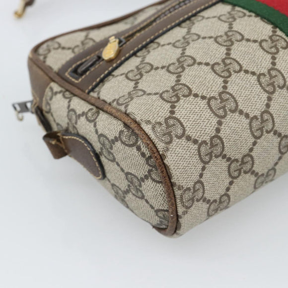 GUCCI GG Supreme Web Sherry Line Shoulder Bag PVC Beige Gold Auth ep15625