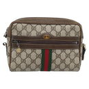 GUCCI GG Supreme Web Sherry Line Shoulder Bag PVC Beige Gold Auth ep15625-13