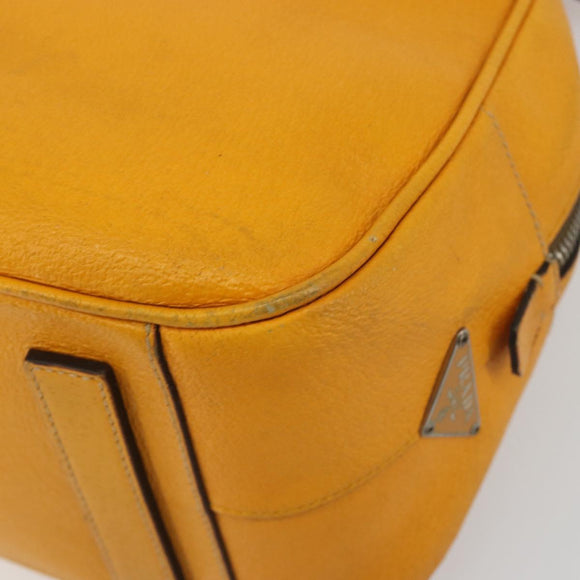 PRADA Hand Bag Leather Yellow Silver Auth ep15629