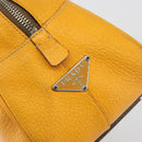 PRADA Hand Bag Leather Yellow Silver Auth ep15629-17