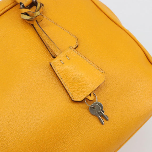 PRADA Hand Bag Leather Yellow Silver Auth ep15629