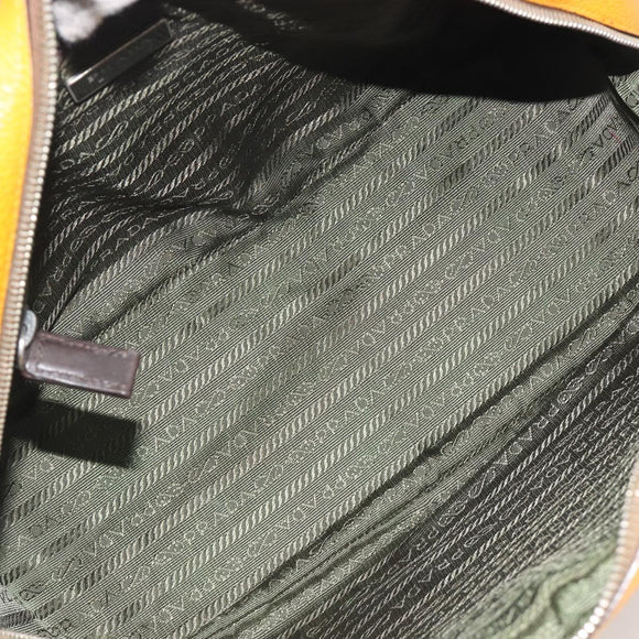 PRADA Hand Bag Leather Yellow Silver Auth ep15629