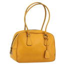 PRADA Hand Bag Leather Yellow Silver Auth ep15629-1