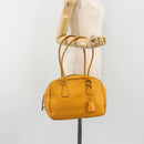 PRADA Hand Bag Leather Yellow Silver Auth ep15629-24