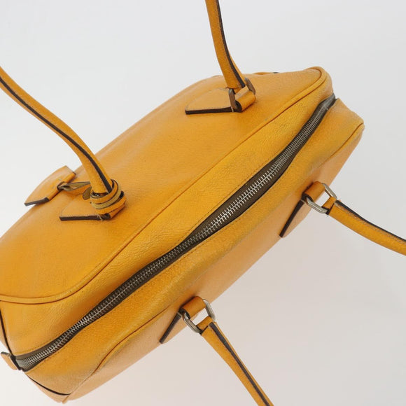 PRADA Hand Bag Leather Yellow Silver Auth ep15629