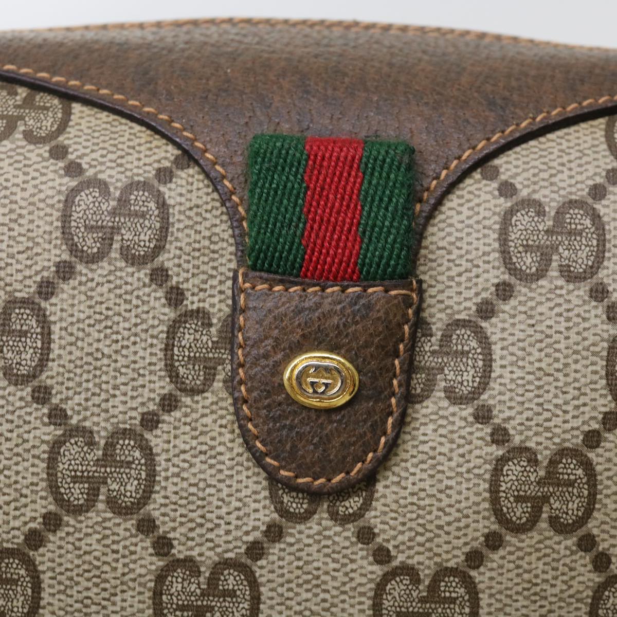 GUCCI GG Canvas Web Sherry Line Shoulder Bag Beige Red 89 02 018 Auth ep1563