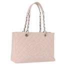 CHANEL Matelasse COCO Mark Chain Tote Bag Caviar Skin Pink CC Auth ep15632V-1