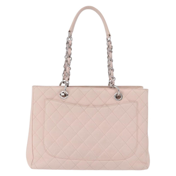 CHANEL Matelasse COCO Mark Chain Tote Bag Caviar Skin Pink CC Auth ep15632V