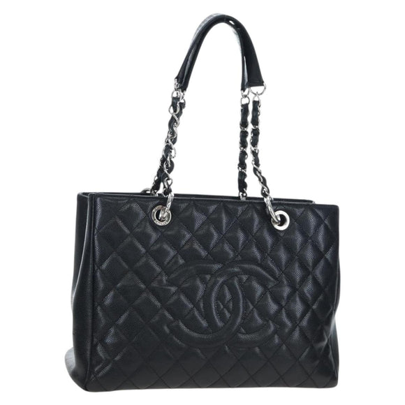 CHANEL Matelasse COCO Mark Chain Bag Caviar Skin Black Silver CC Auth ep15633V