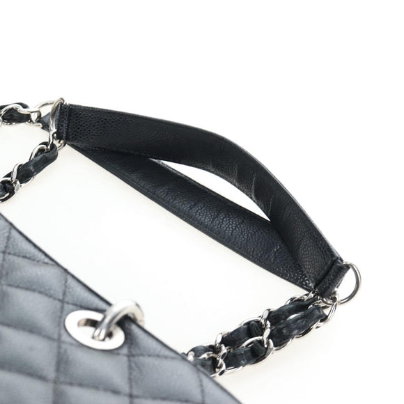CHANEL Matelasse COCO Mark Chain Bag Caviar Skin Black Silver CC Auth ep15633V