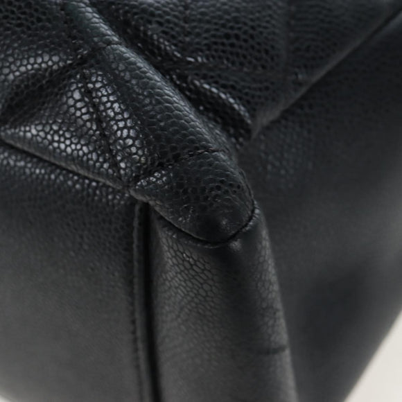 CHANEL Matelasse COCO Mark Chain Bag Caviar Skin Black Silver CC Auth ep15633V