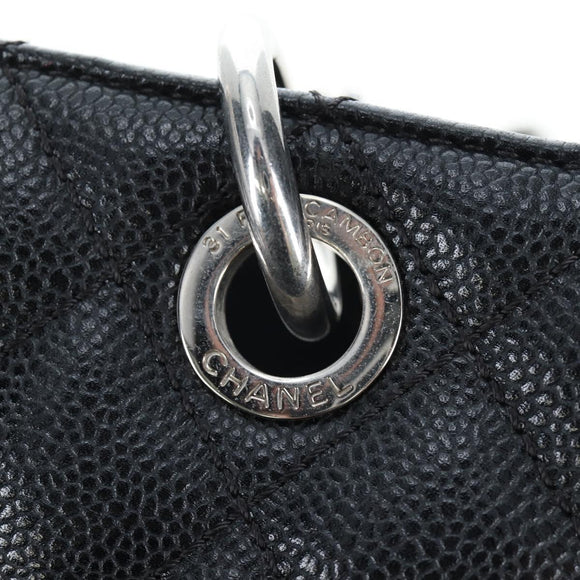 CHANEL Matelasse COCO Mark Chain Bag Caviar Skin Black Silver CC Auth ep15633V