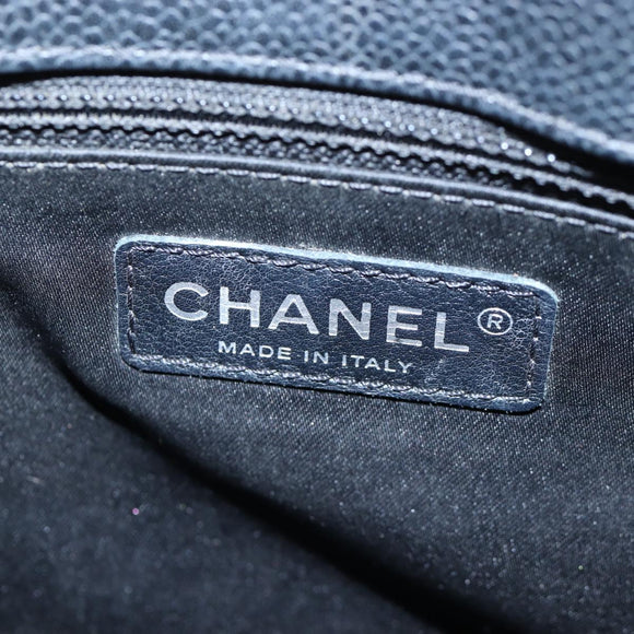 CHANEL Matelasse COCO Mark Chain Bag Caviar Skin Black Silver CC Auth ep15633V