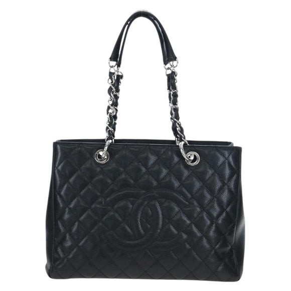CHANEL Matelasse COCO Mark Chain Bag Caviar Skin Black Silver CC Auth ep15633V