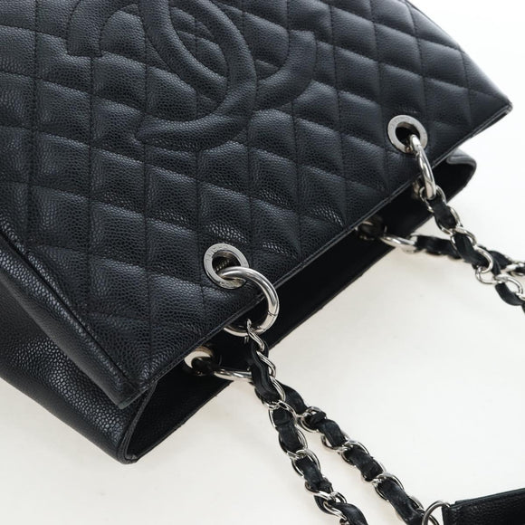 CHANEL Matelasse COCO Mark Chain Bag Caviar Skin Black Silver CC Auth ep15633V