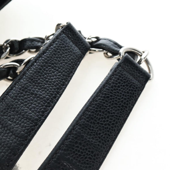 CHANEL Matelasse COCO Mark Chain Bag Caviar Skin Black Silver CC Auth ep15633V