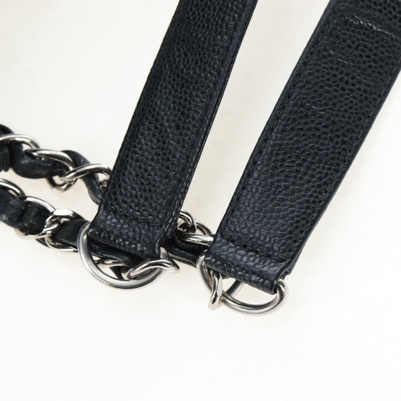 CHANEL Matelasse COCO Mark Chain Bag Caviar Skin Black Silver CC Auth ep15633V