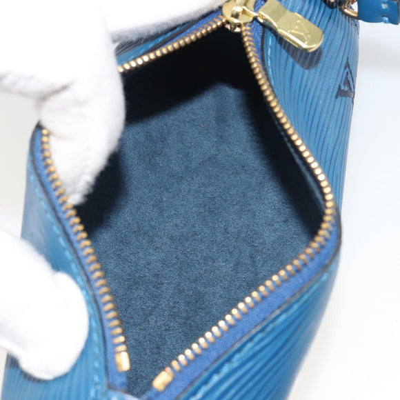 LOUIS VUITTON Epi Soufflot Pouch Blue LV Auth ep15642