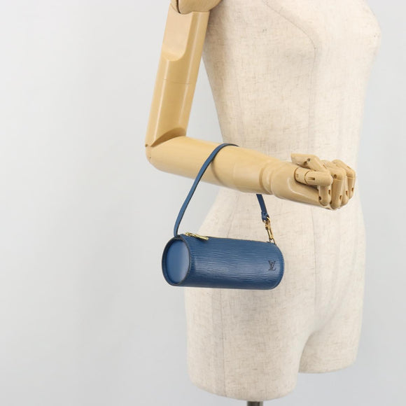LOUIS VUITTON Epi Soufflot Pouch Blue LV Auth ep15642