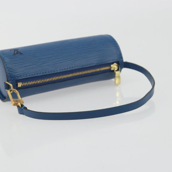 LOUIS VUITTON Epi Soufflot Pouch Blue LV Auth ep15642
