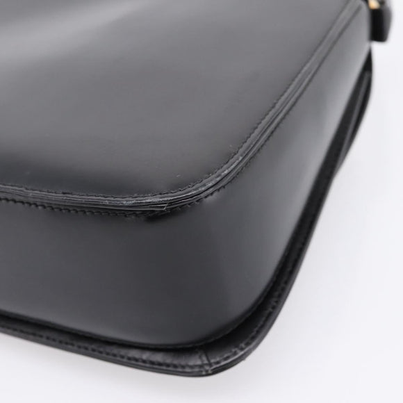 GUCCI Hand Bag Leather Black Gold Tone Auth ep15645