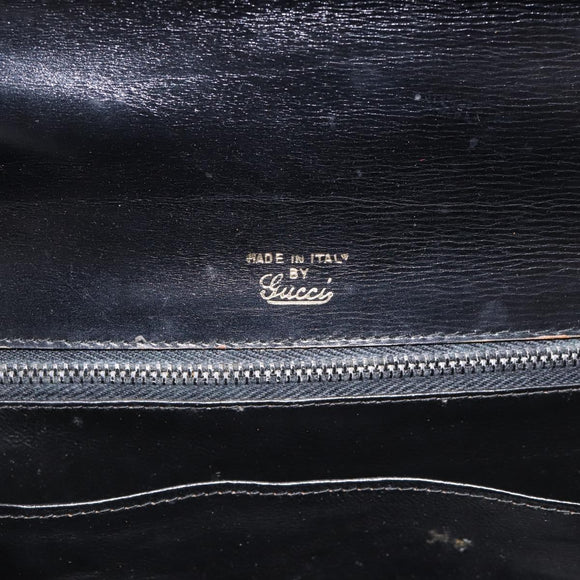 GUCCI Hand Bag Leather Black Gold Tone Auth ep15645