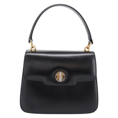 GUCCI Hand Bag Leather Black Gold Tone Auth ep15645 - 0